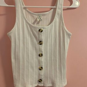 White MUDD Ribbed Cropped Tank